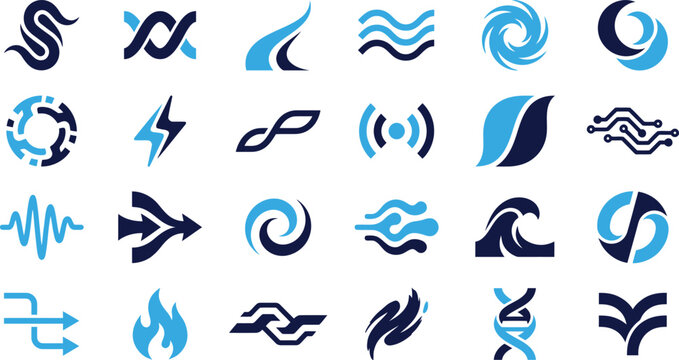 Collection of abstract human head profiles and brain symbols for psychology.