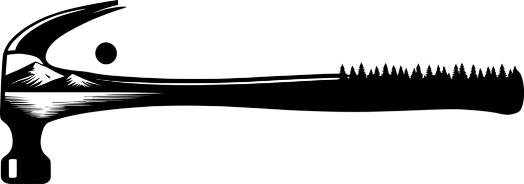 Hammer with mountain and forest handle