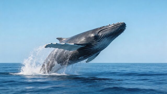 Whale leaping out of ocean
