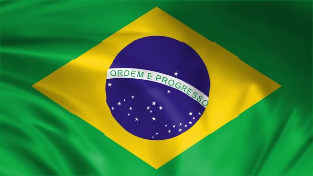 Brazil flag waving in the wind full screen 3d animation loop seamless animation. good for background waiting screen