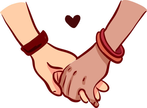 Couple Holding Hands With Heart