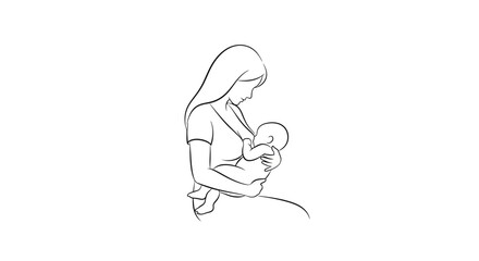 Obraz premium Woman Breastfeeding Newborn Baby Closeup.
