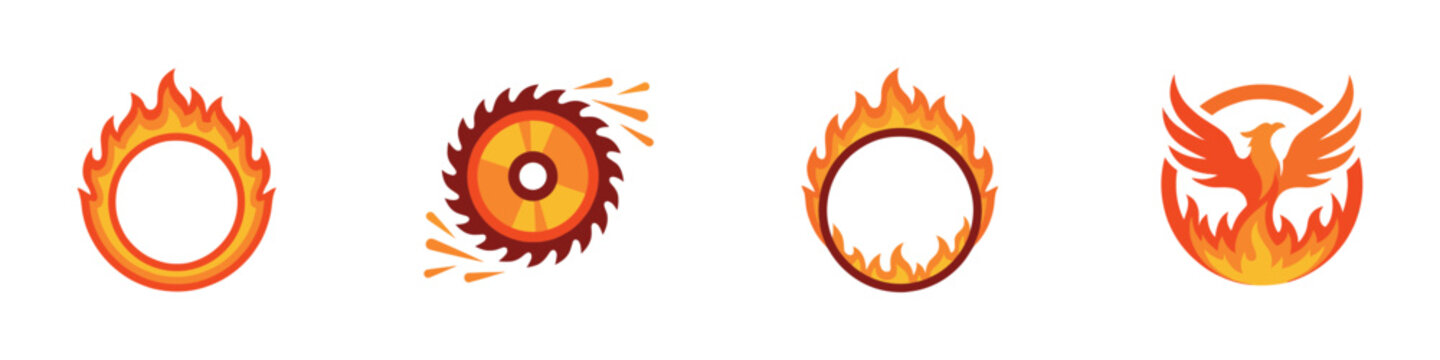 Fire and circular flame logo templates. Vector Illustration.	

