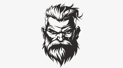 Obraz premium Graphic illustration of a bearded mans face isolated on white background