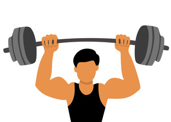 Fototapeta premium Man Lifting Barbell in Gym Exercise Training Workout
