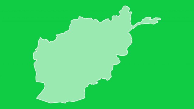 Afghanistan map glow outline animation green background