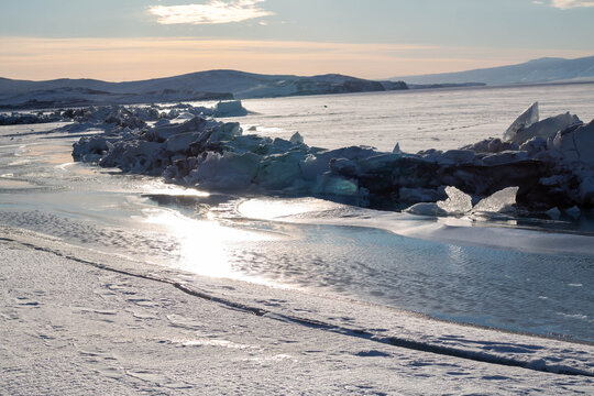 Landscape with large chunks of ice