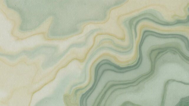 Soft abstract green and cream marble texture background with natural flowing patterns for design and decor