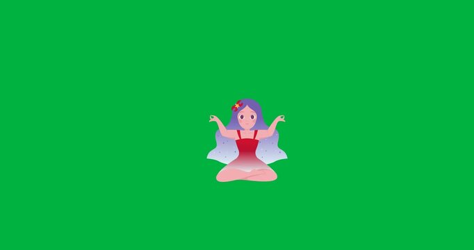 Fading in sprite moving center scaling revealing cape details meditating fading on transparent bg