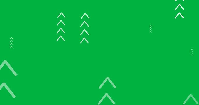 Digital animation of multiple chevron icons floating against black background