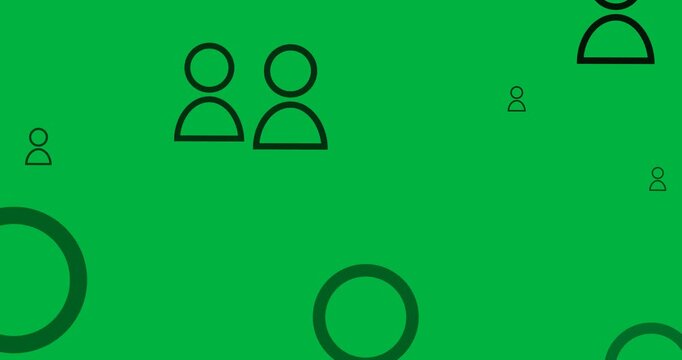 Animation of digital people icons floating on transparent background