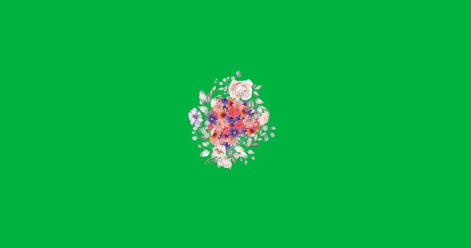 On play, watercolor wreath shrinking, expanding and wobbling for pulsing badge on transparent layer