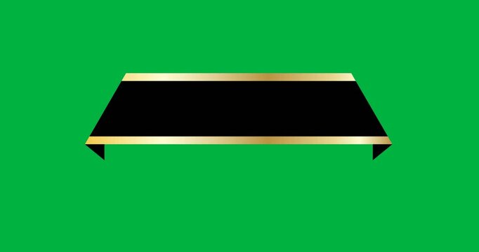 Digital animation of golden metallic logo design element with copy space against black background