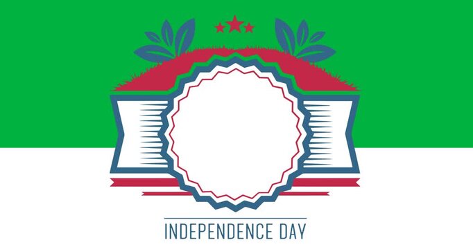 Digital animation of independence day text banner with copy space against black and white background