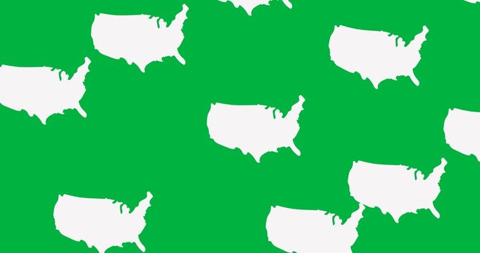 Digital animation of multiple usa map icons against on black background