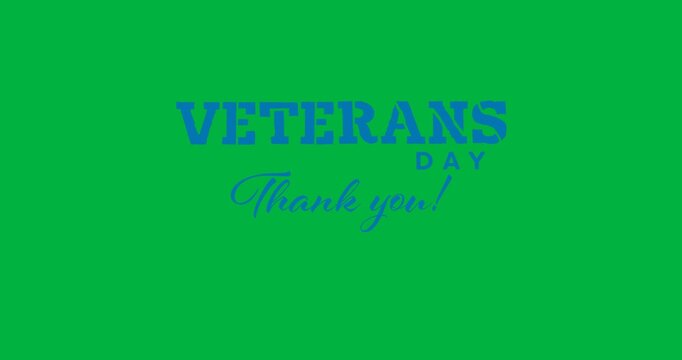 Digital animation of veterans day text banner against black background