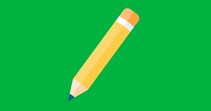 Digital animation of yellow pencil icon against black background