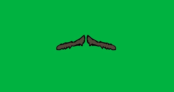 Digital animation of moustache icon against black background