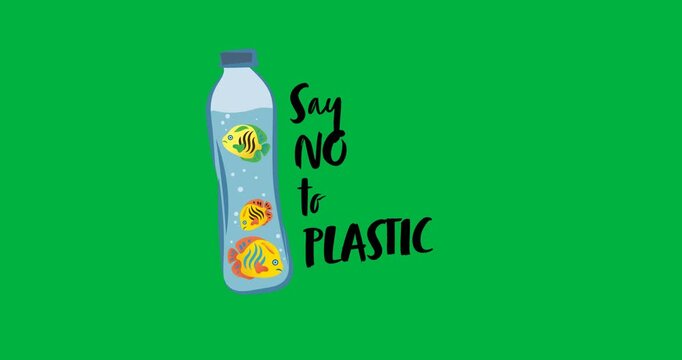 Digital animation of multiple fishes in a water bottle against black background