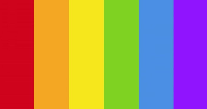 Digital animation of rainbow pattern design against black background