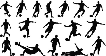 Male soccer player silhouette football action kicking running sport © Ashfan
