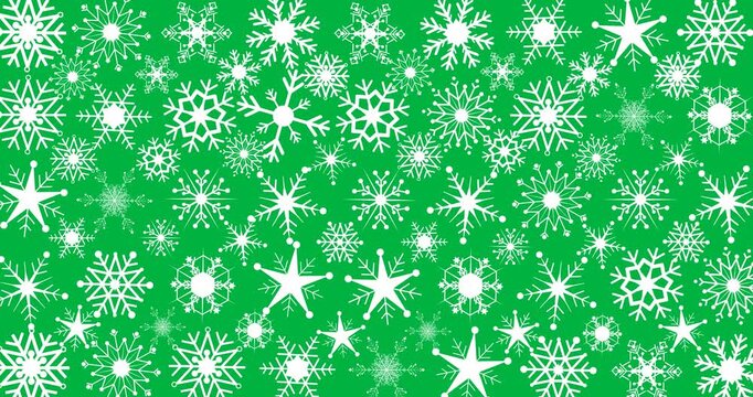 Digital animation of multiple snowflakes icons against black background