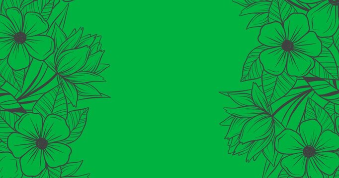 Digital animation of floral pattern design with copy space on white background