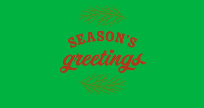 Digital animation of seasons greetings text banner against black background