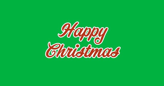 Digital animation of happy christmas text banner against black background