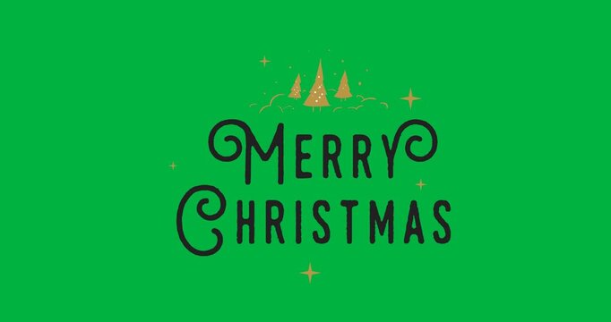 Digital animation of merry christmas text banner against black background