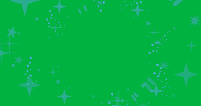 Digital animation of multiple blue stars icons with copy space against black background