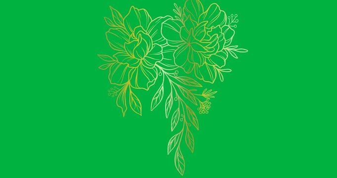 Digital animation of golden floral pattern design against black background