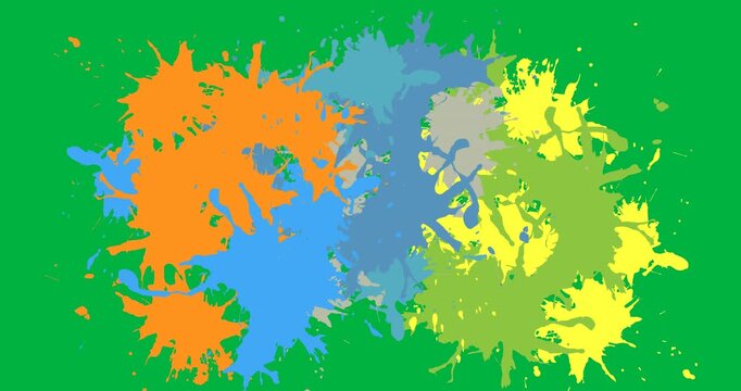 Digital animation of colorful paint splash banner with copy space against black background