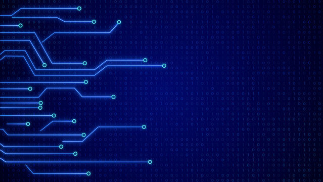 Futuristic AI Microchip Circuit Lines Loop Background, Neon Blue Technology Network for Data Processing, Digital Interface, Intro, and Sci-Fi Visuals, social media design element