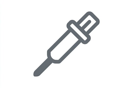 Simple icon design representing a laboratory eyedropper tool is displayed on a white background.