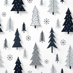 Obraz premium Festive Christmas Tree Pattern - A Whimsical Winter Wonderland Design.