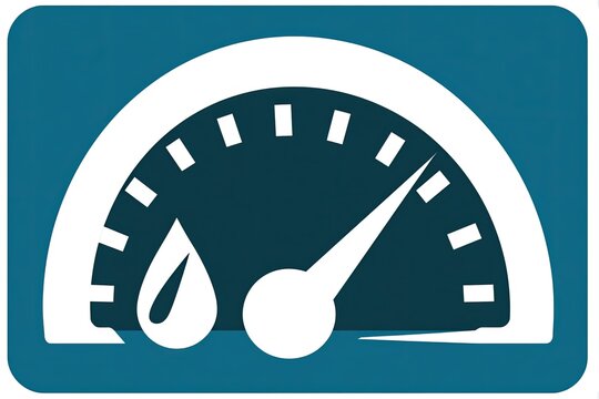 Graphical indicator displaying high moisture level on a measurement dial