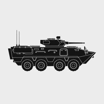Military Armored Personnel Carrier Silhouette Vector Illustration - 8-Wheeled Infantry Fighting Vehicle Side Profile
