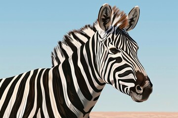 Obraz premium Zebra head and upper body facing right with distinctive black and white stripes