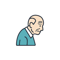 Fototapeta premium Minimal vector graphic depicting a senior man in profile, an illustrative icon portraying age, wisdom, and the journey of human life stages