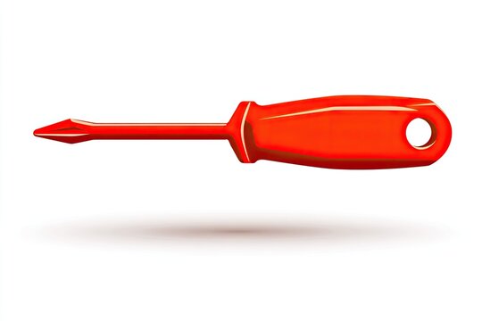 Brightly colored hand tool with a pointed tip is isolated against a clean white background