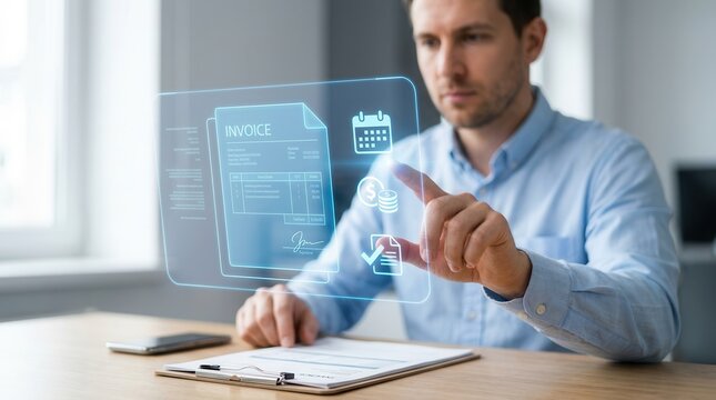 Automated digital invoice system for efficient payment and accounts payable management.