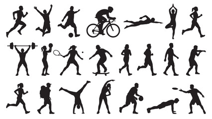 Active Sport and Fitness Silhouette Set for Health App Design, Sports Education, Athletic Lifestyle Promotion and Recreation Platform Projects © Abdul