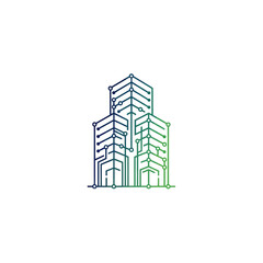 Obraz premium Modern cityscape with sleek skyscrapers.