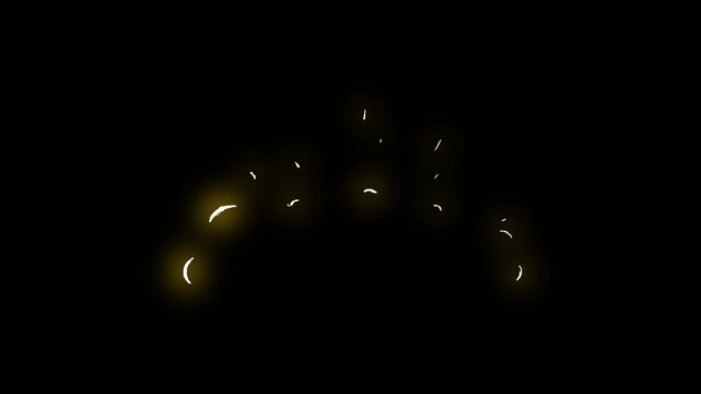 Cartoon Impact Explosion FX Pack with Star Dust Particles, Electric Energy Burst, Spark Hit Effects and Dynamic Motion Graphics Elements on Black Background with Alpha Channel in 4K