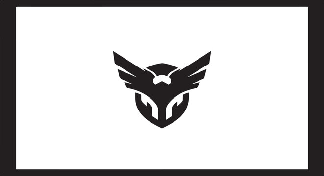 Black eagle logo, winged emblem, shield icon, vector graphic