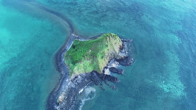4K Top-Down Aerial Collection: Sada Island Volcanic Rock and Coral Reefs, Mayotte - Indian Ocean.