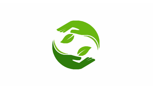 Natural wellness logo hands and leaves vector eco healing massage alternative medicine symbol