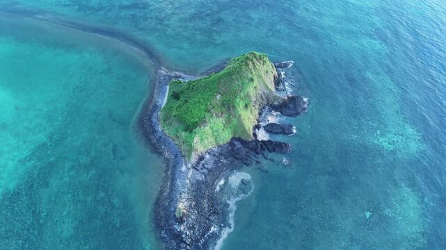 4K Top-Down Aerial Collection: Sada Island Volcanic Rock and Coral Reefs, Mayotte - Indian Ocean.