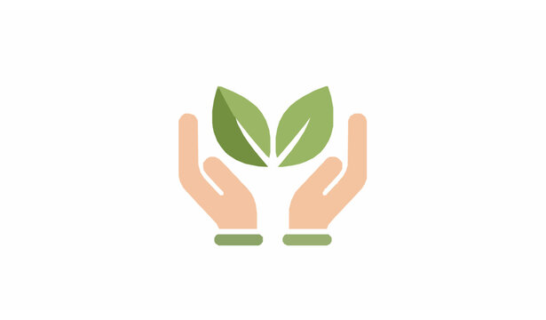Wellness logo two hands holding leaves vector alternative medicine massage spa icon